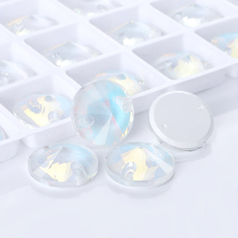 Crystal AM Rivoli  Shape High Quality Glass Sew-on Rhinestones