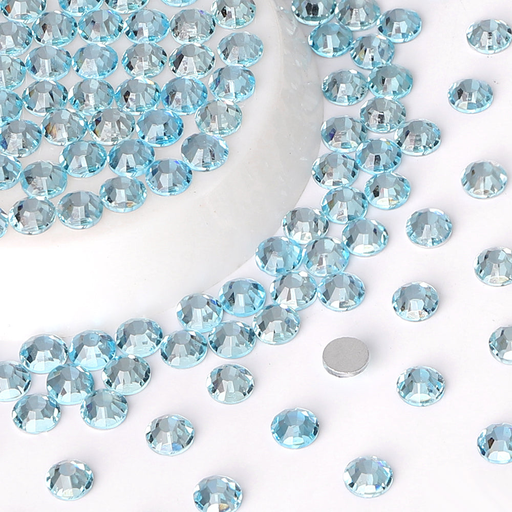 Small Blue Rhinestones Champagne Crystal FlatBack Glass Rhinestones Glue-On for Nail ...