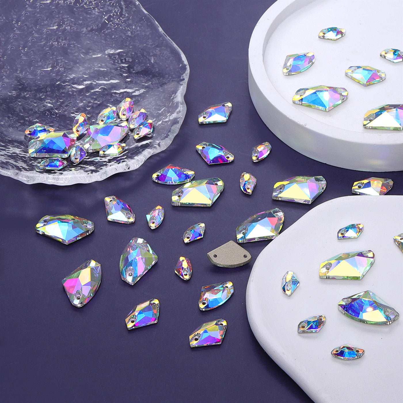 Mixed Sizes Crystal AB Galactic Shape High Quality Glass Sew-on Rhinestones WholesaleRhinestone