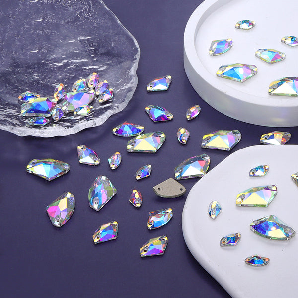 Mixed Sizes Crystal AB Galactic Shape High Quality Glass Sew-on Rhinestones WholesaleRhinestone