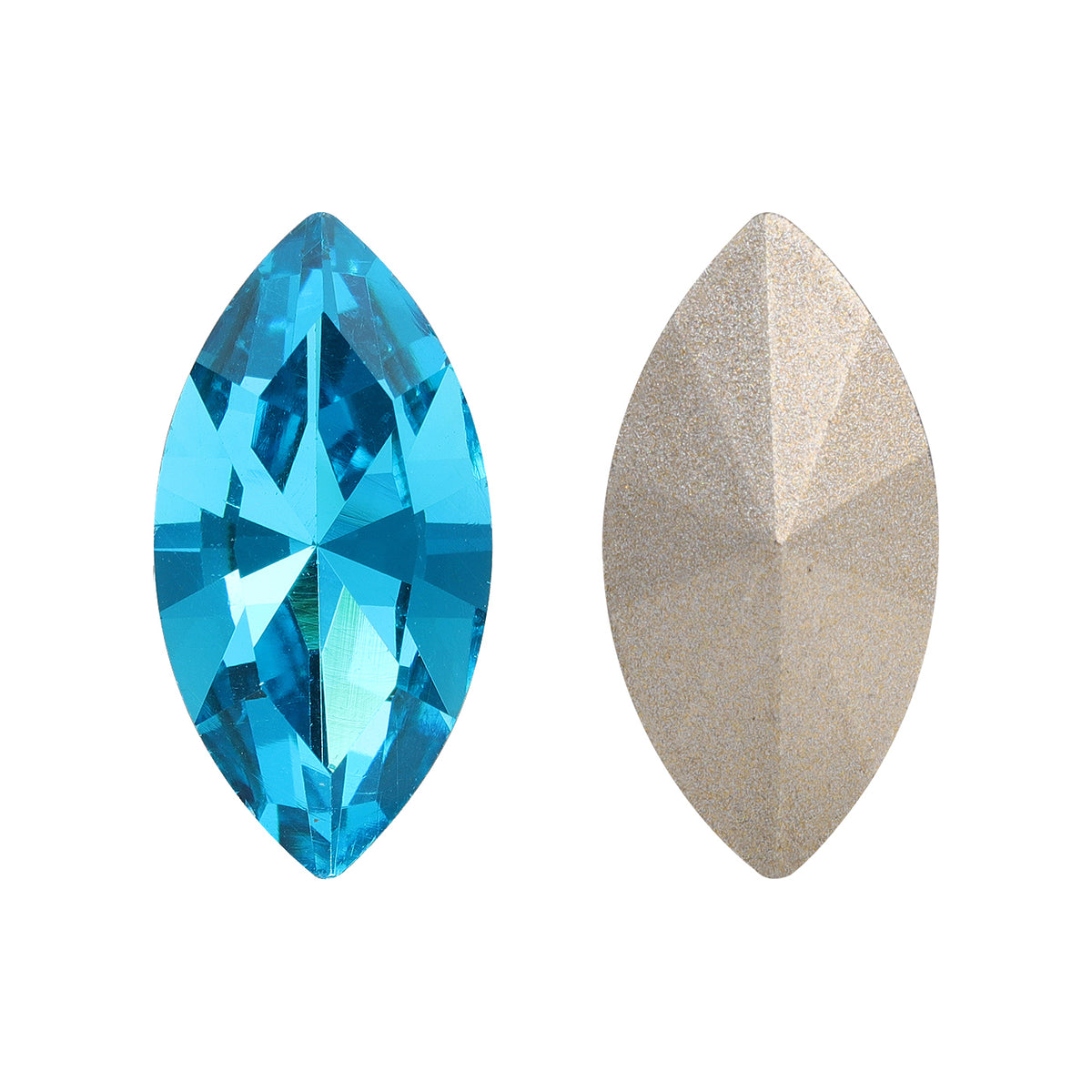 Aquamarine Navette Shape High Quality Glass Pointed Back Fancy Rhinestones