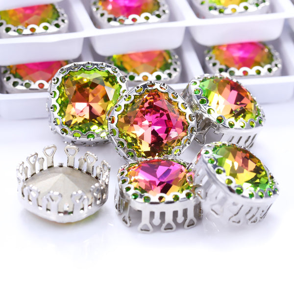 Vitrail Rose Cushion Square Shape High-Quality Glass Sew-on Nest Hollow Claw Rhinestones WholesaleRhinestone