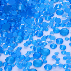 Mixed Sizes Mocha Neon Dk Blue Glass Flat Back Rhinestones For Nail Art