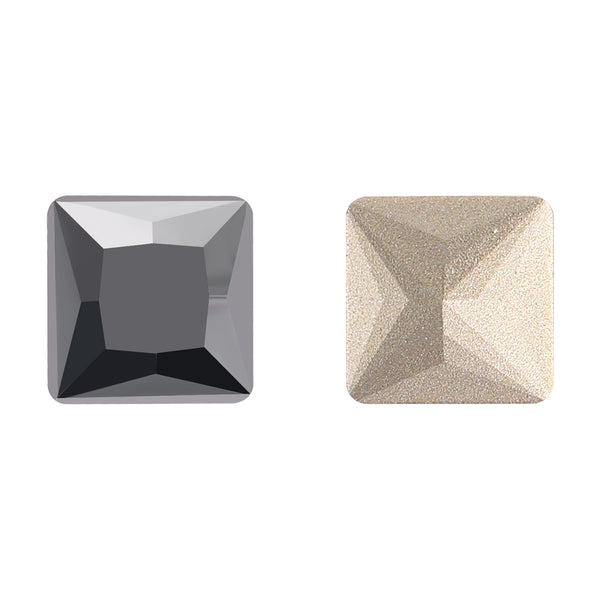 Jet Metallic Silver Princess Square Shape High Quality Glass Pointed Back Fancy Rhinestones WholesaleRhinestone