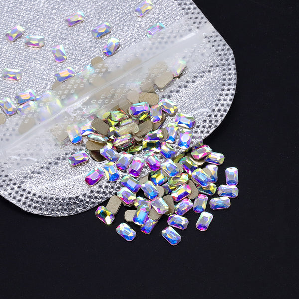 Octagon Shape Crystal AB Flat Back Fancy Rhinestones