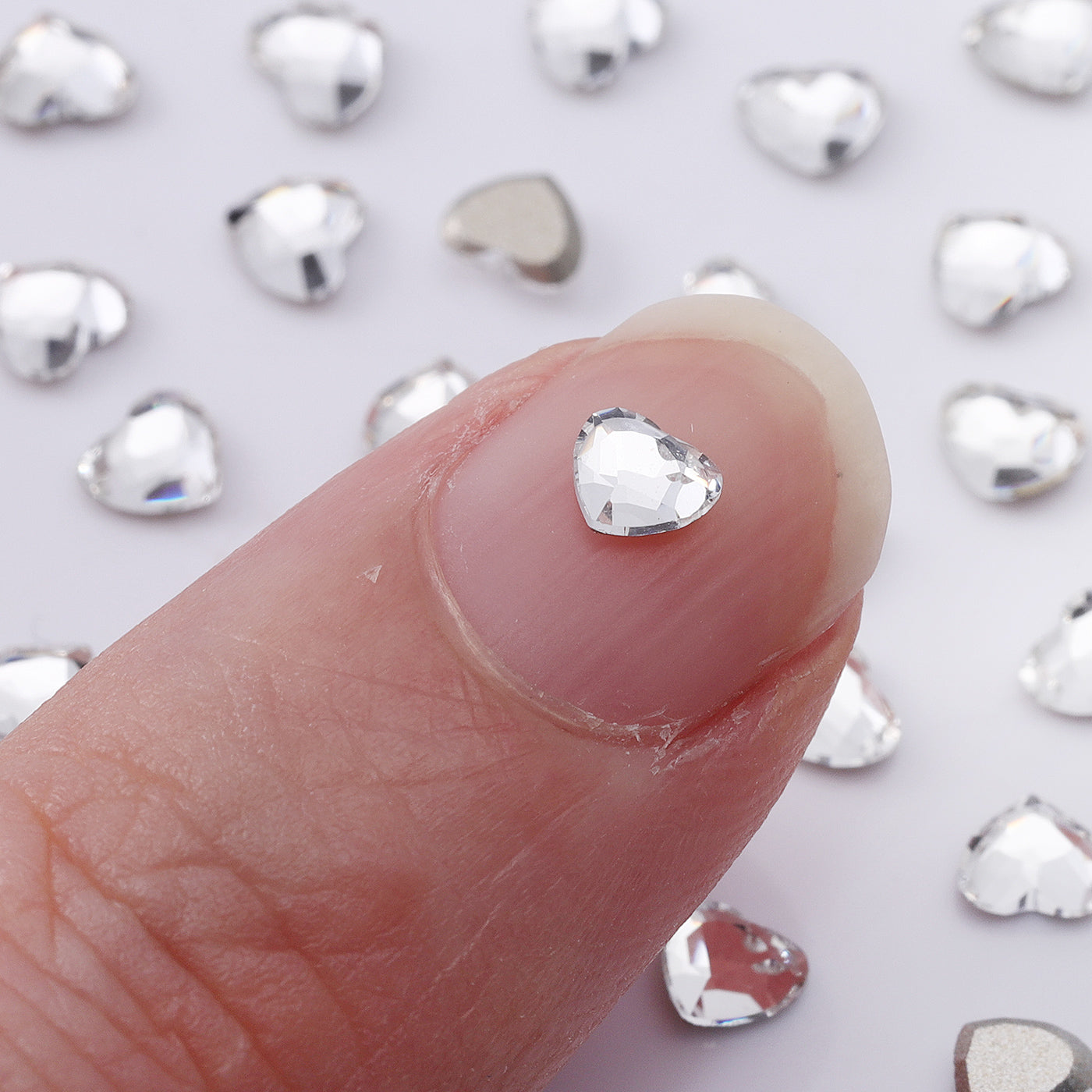 Heart Shape Multi Colors Small Size Glass Beveled Flat Back Fancy Rhinestones For Nail Art WholesaleRhinestone