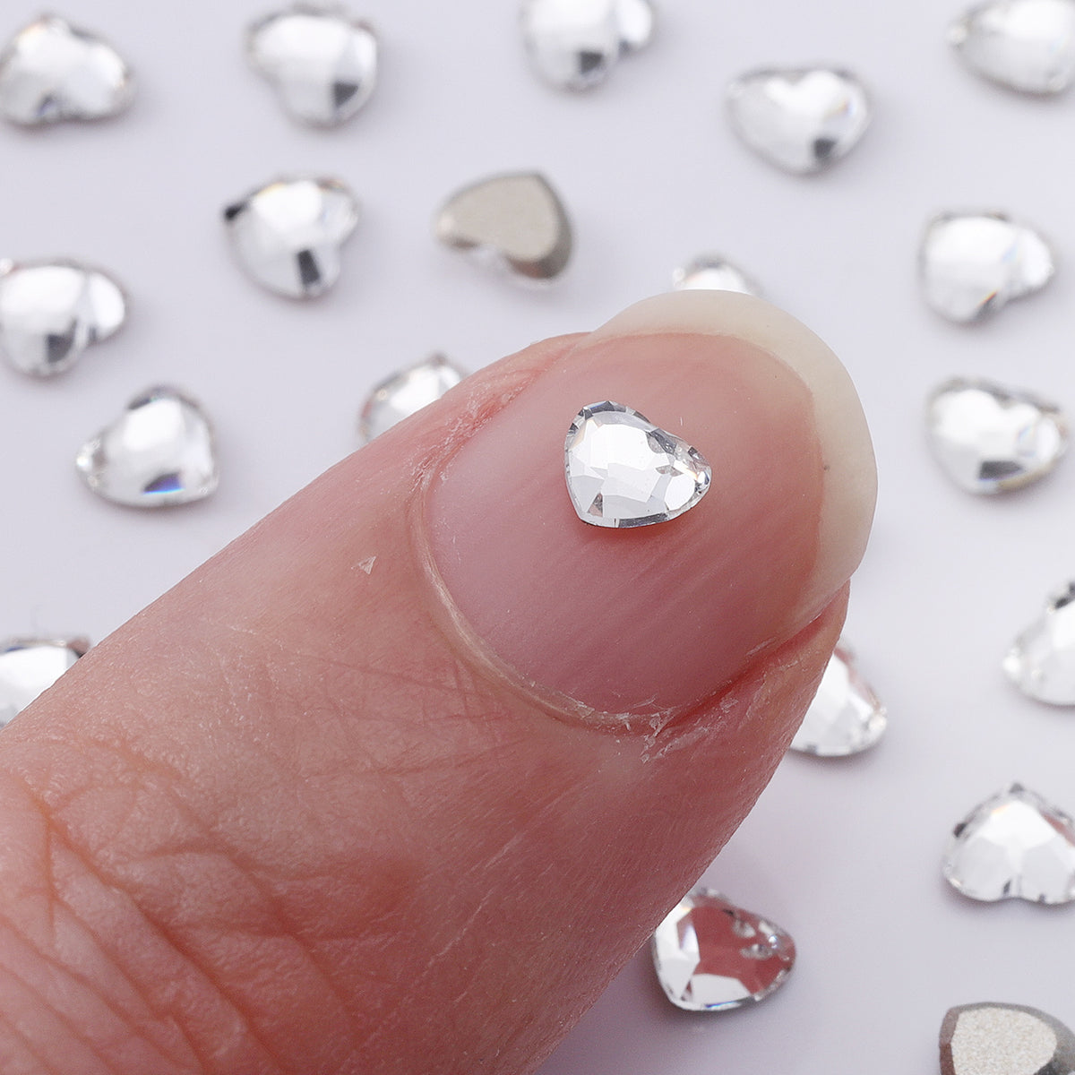 Heart Shape Multi Colors Small Size Glass Beveled Flat Back Fancy Rhinestones For Nail Art WholesaleRhinestone