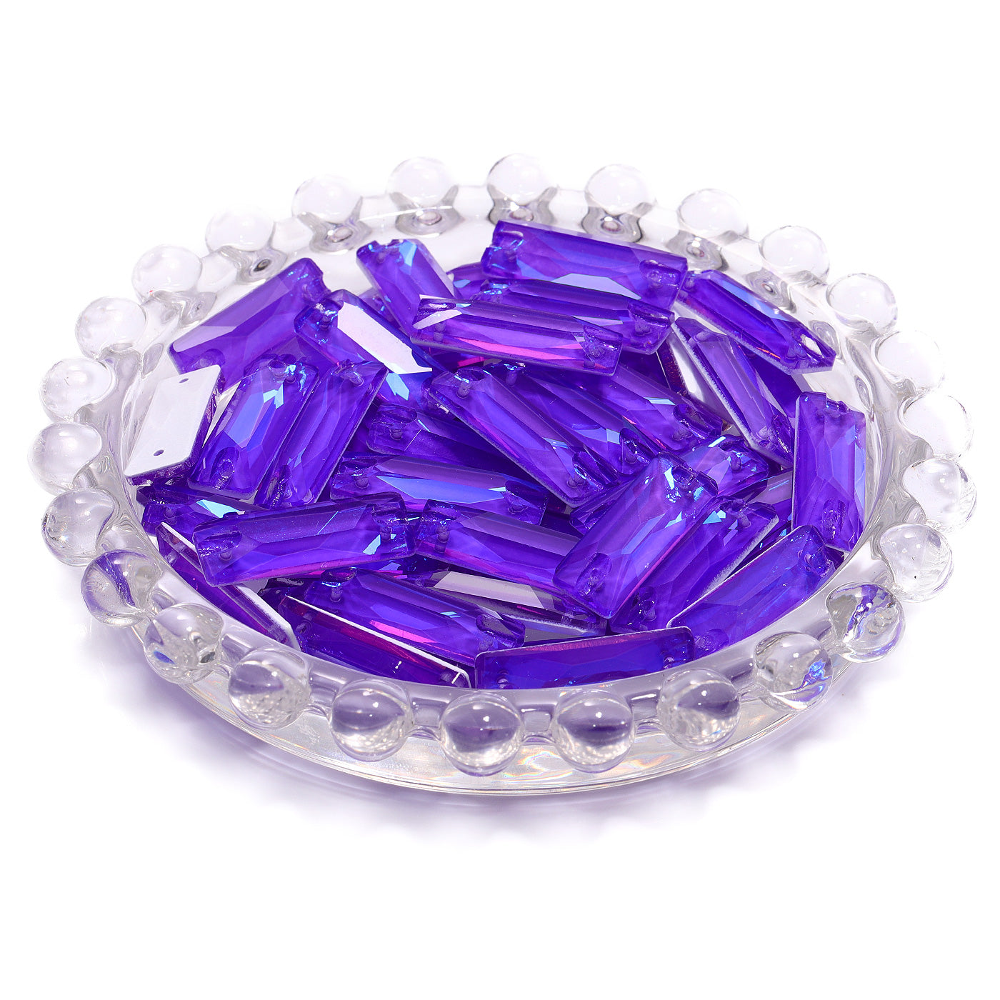 Electric Neon Violet Cosmic Baguette Shape High Quality Glass Sew-on Rhinestones WholesaleRhinestone