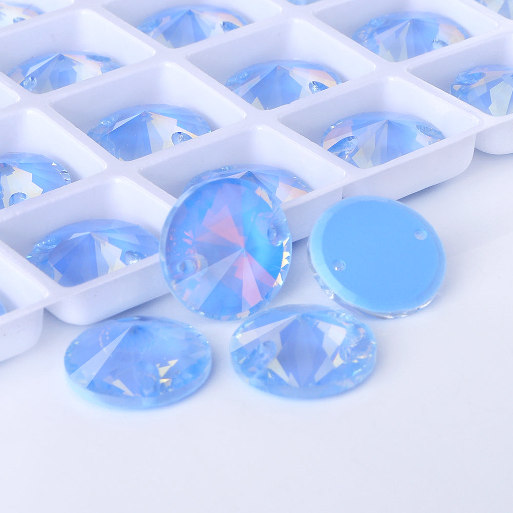 Light Sapphire AM Rivoli  Shape High Quality Glass Sew-on Rhinestones WholesaleRhinestone