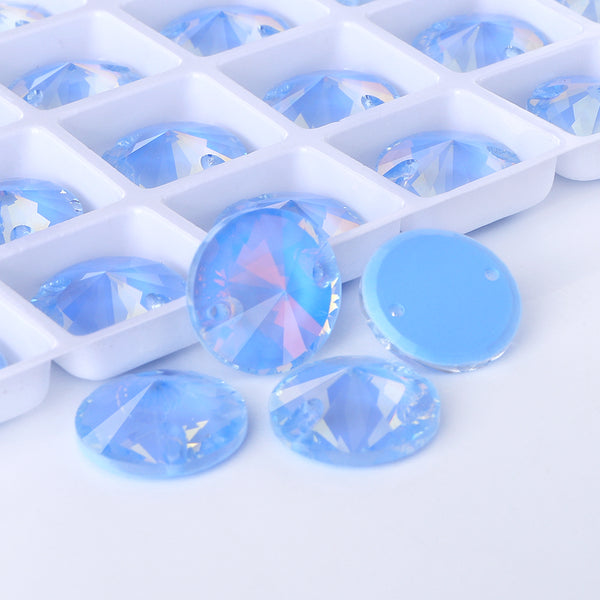 Light Sapphire AM Rivoli  Shape High Quality Glass Sew-on Rhinestones WholesaleRhinestone