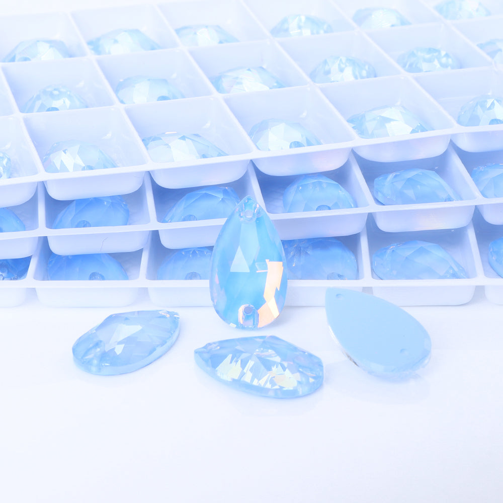Light Sapphire AM Drop Shape High Quality Glass Sew-on Rhinestones WholesaleRhinestone
