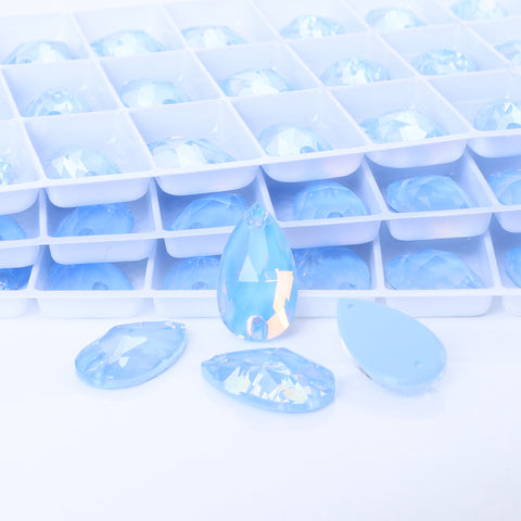 Light Sapphire AM Drop Shape High Quality Glass Sew-on Rhinestones