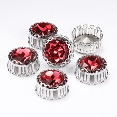 Rose edelsteen bloem ronde vorm hoogwaardige glazen naa-on nest holle klauw strass
