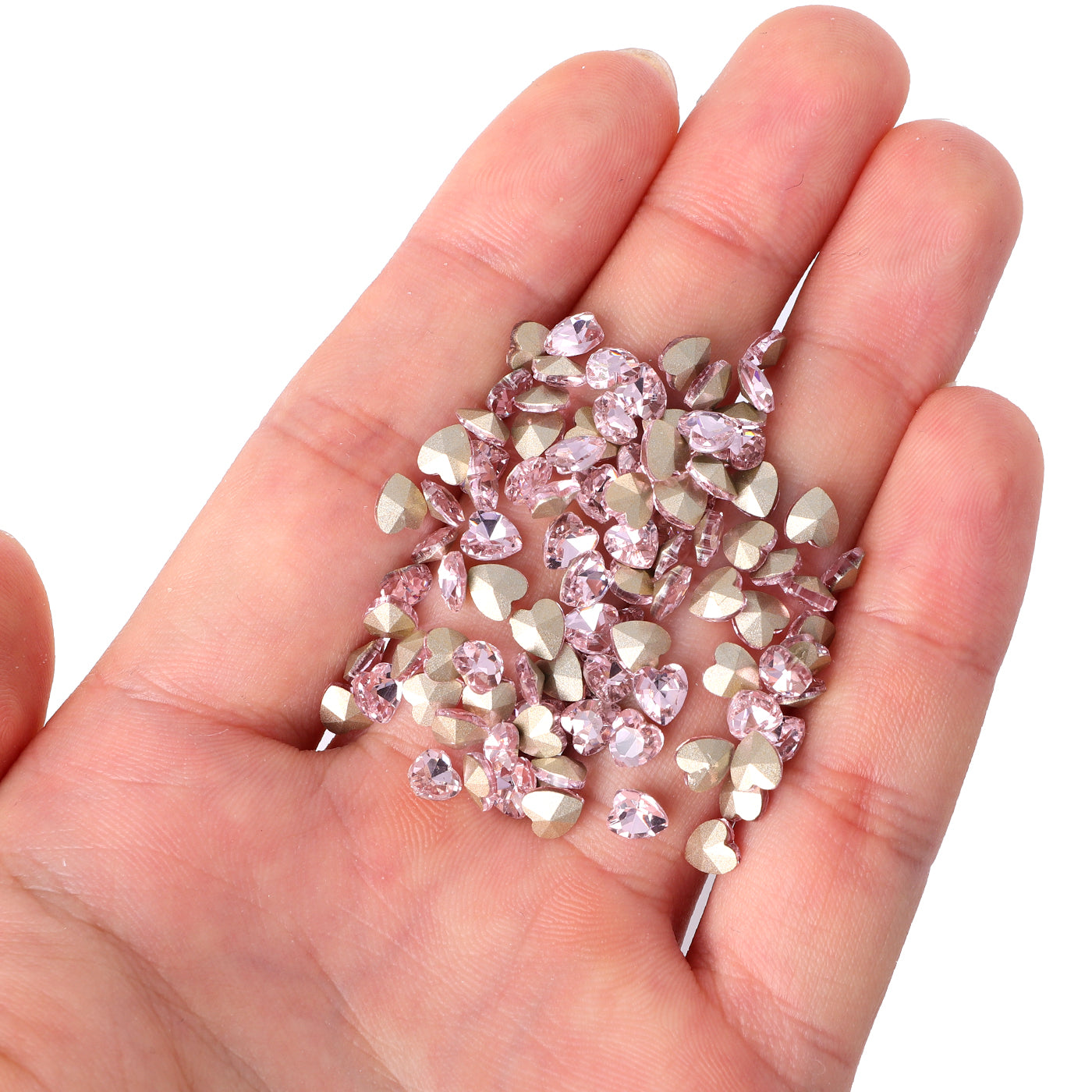Rosa hjerteform glass spiss tilbake fancy rhinestones Secondary image