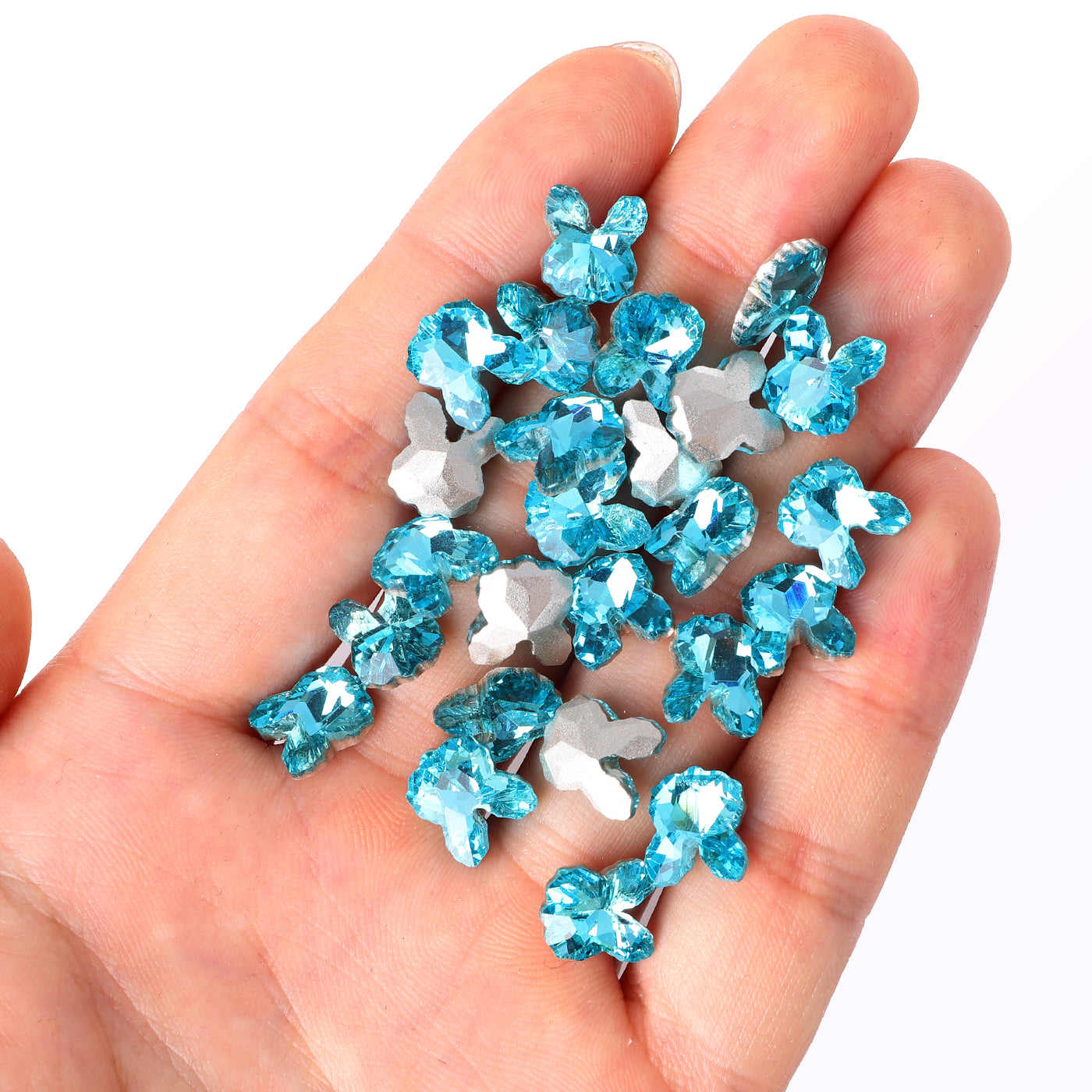 Lys akvamarin kaninform glass spiss tilbake fancy rhinestones Secondary image
