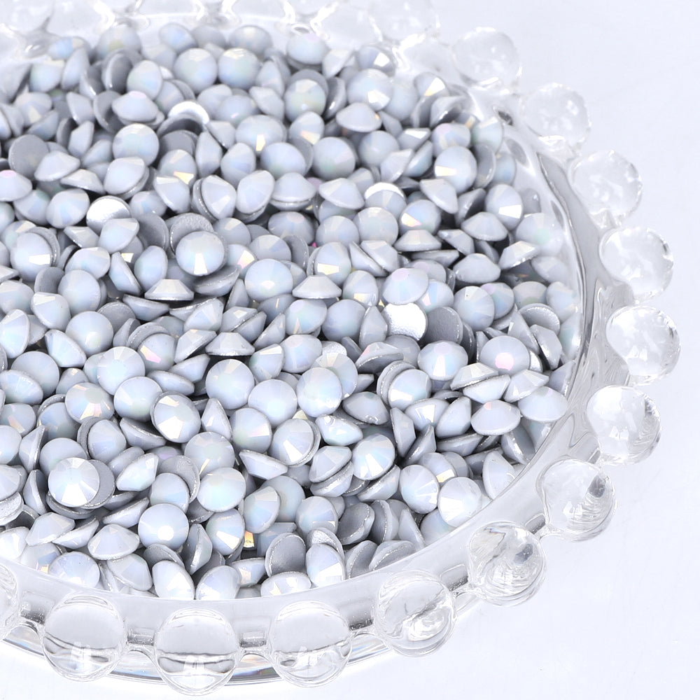 Starlight White Porcelain Glass FlatBack Rhinestones Silver Back WholesaleRhinestone