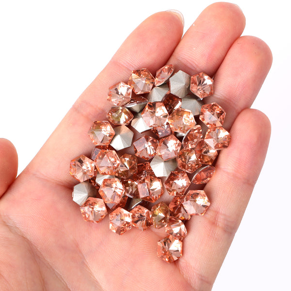 Water Red Hexagon kaleidoscope Shape Glass Pointed Back Fancy Rhinestones WholesaleRhinestone
