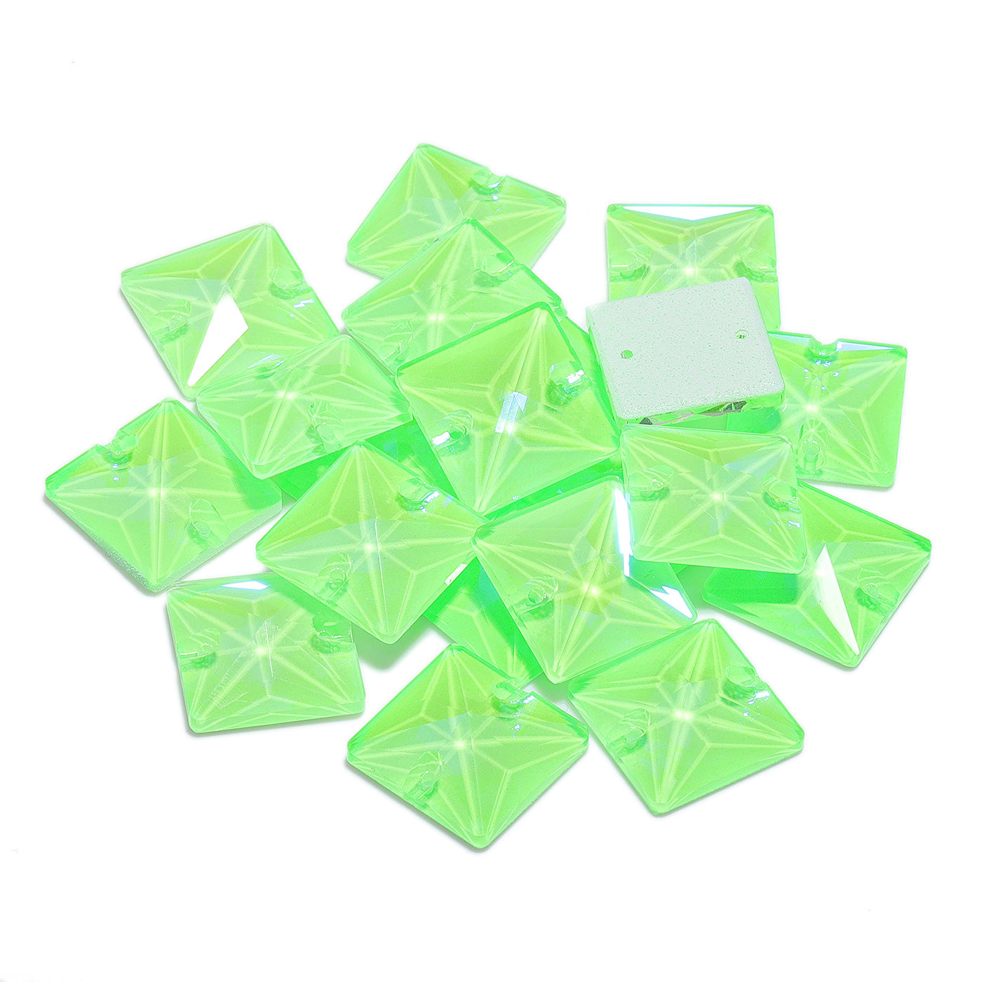 Elektrisk neon peridot fyrkantig form högkvalitativ glas Sew-on Rhinestones Sekundär produktbild