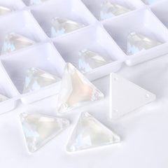 Electric Neon White Triangle Shape High Quality Glass Sew-on Rhinestones