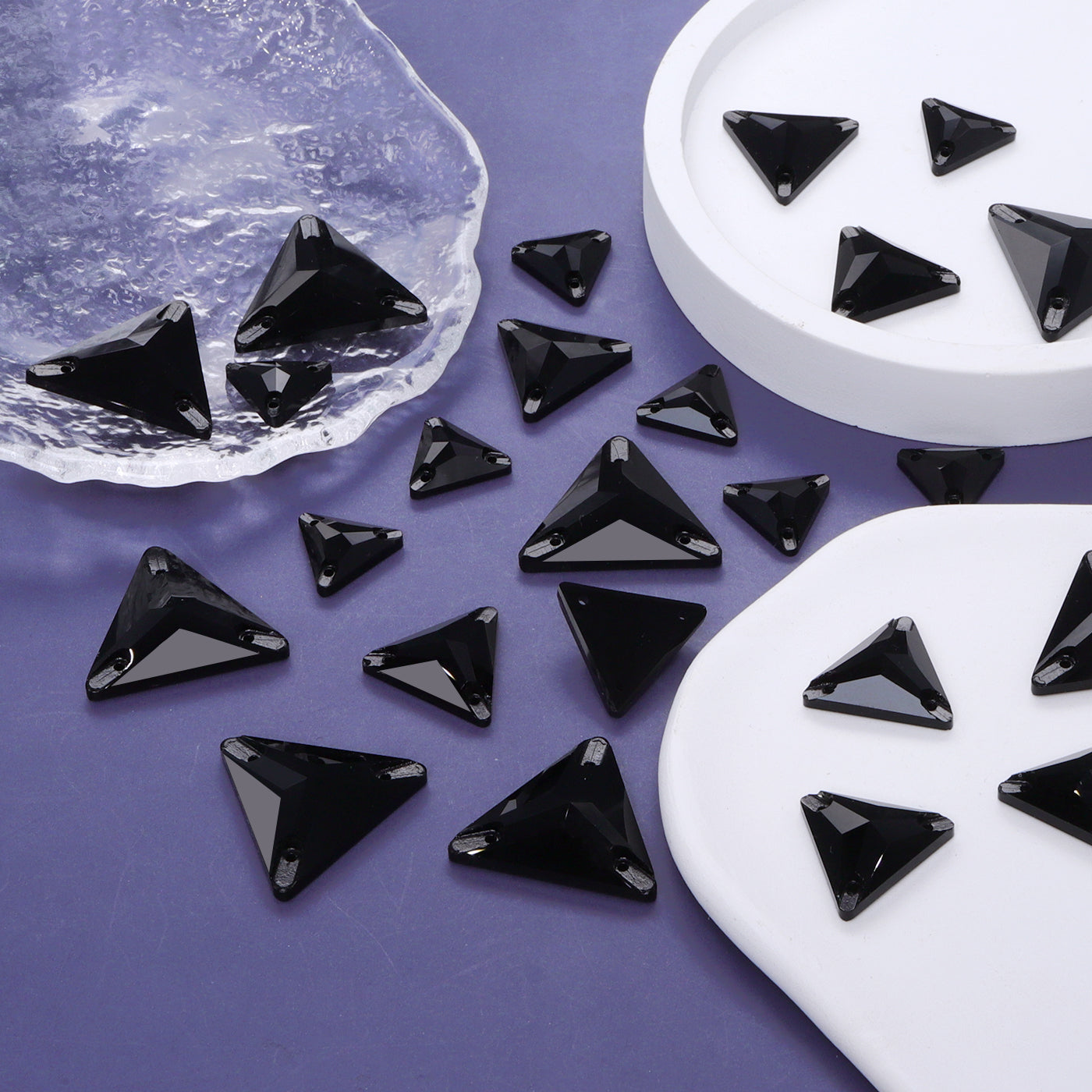Mixed Sizes Jet Triangle Shape High Quality Glass Sew-on Rhinestones WholesaleRhinestone