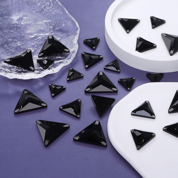 Mixed Sizes Jet Triangle Shape High Quality Glass Sew-on Rhinestones WholesaleRhinestone