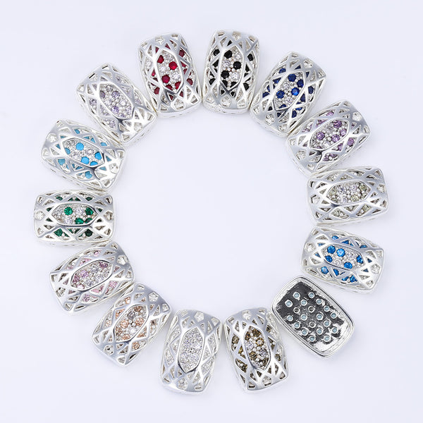 Cushion Rectangle Shape Silver Plated High-Quality Sew-on Alloy Charms Inlaid Cubic Zirconia WholesaleRhinestone