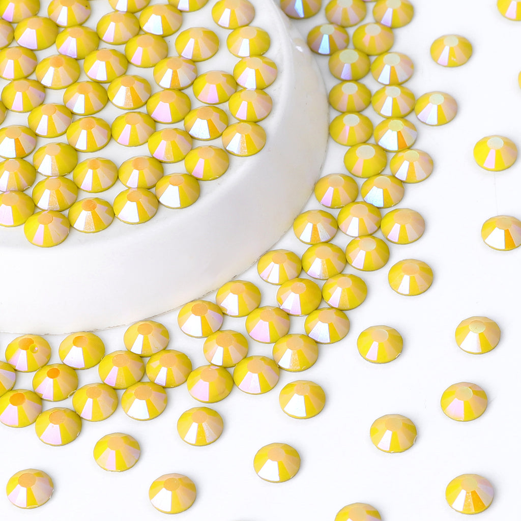 Yellow Porcelain Light Glass FlatBack Rhinestones Silver Back WholesaleRhinestone