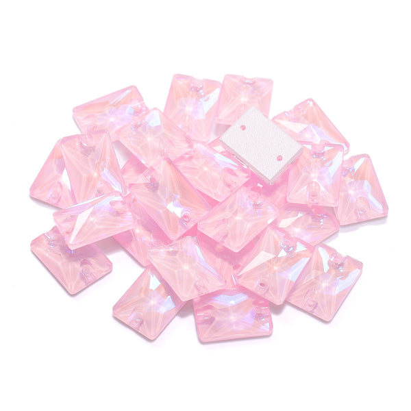 Electric Neon Light Rose Rectangle Shape High Quality Glass Sew-on Rhinestones