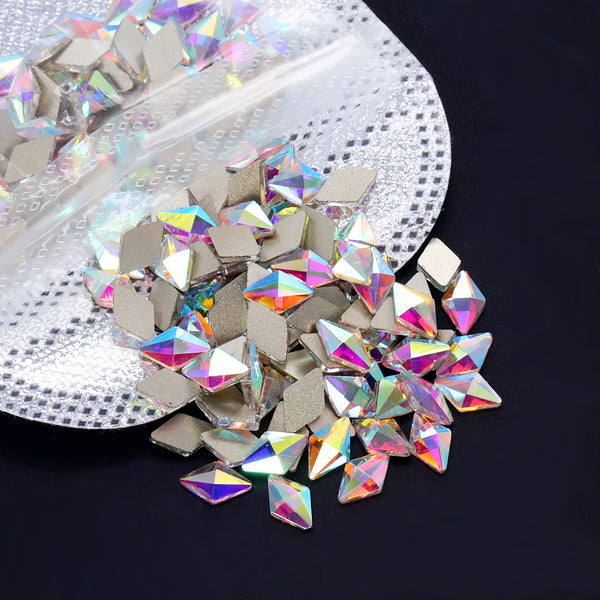 Rhombus Shape Crystal AB Flat Back Fancy Rhinestones