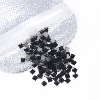 Square Shape Black Flat Back Fancy Rhinestones