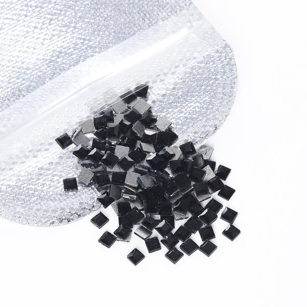 Square Shape Black Flat Back Fancy Rhinestones