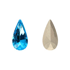 Aquamarine Teardrop Shape High Quality Glass Pointed Back Fancy Rhinestones