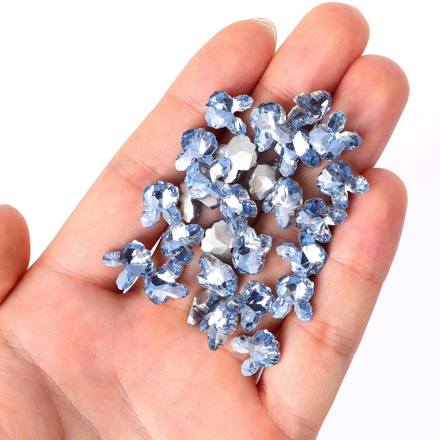 Lt lyseblå kaninform glass spiss tilbake fancy rhinestones Secondary image