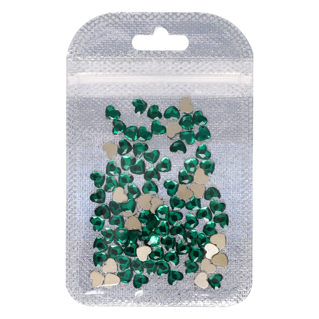 Heart Shape Dark Green Flat Back Fancy Rhinestones WholesaleRhinestone