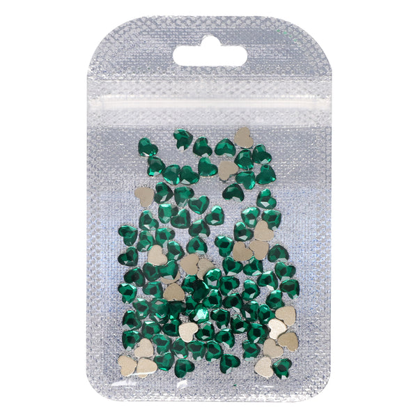 Heart Shape Dark Green Flat Back Fancy Rhinestones WholesaleRhinestone