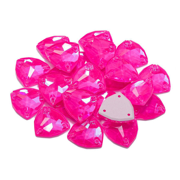 Electric Neon Fuchsia Trilliant Shape High Quality Glass Sew-on Rhinestones WholesaleRhinestone