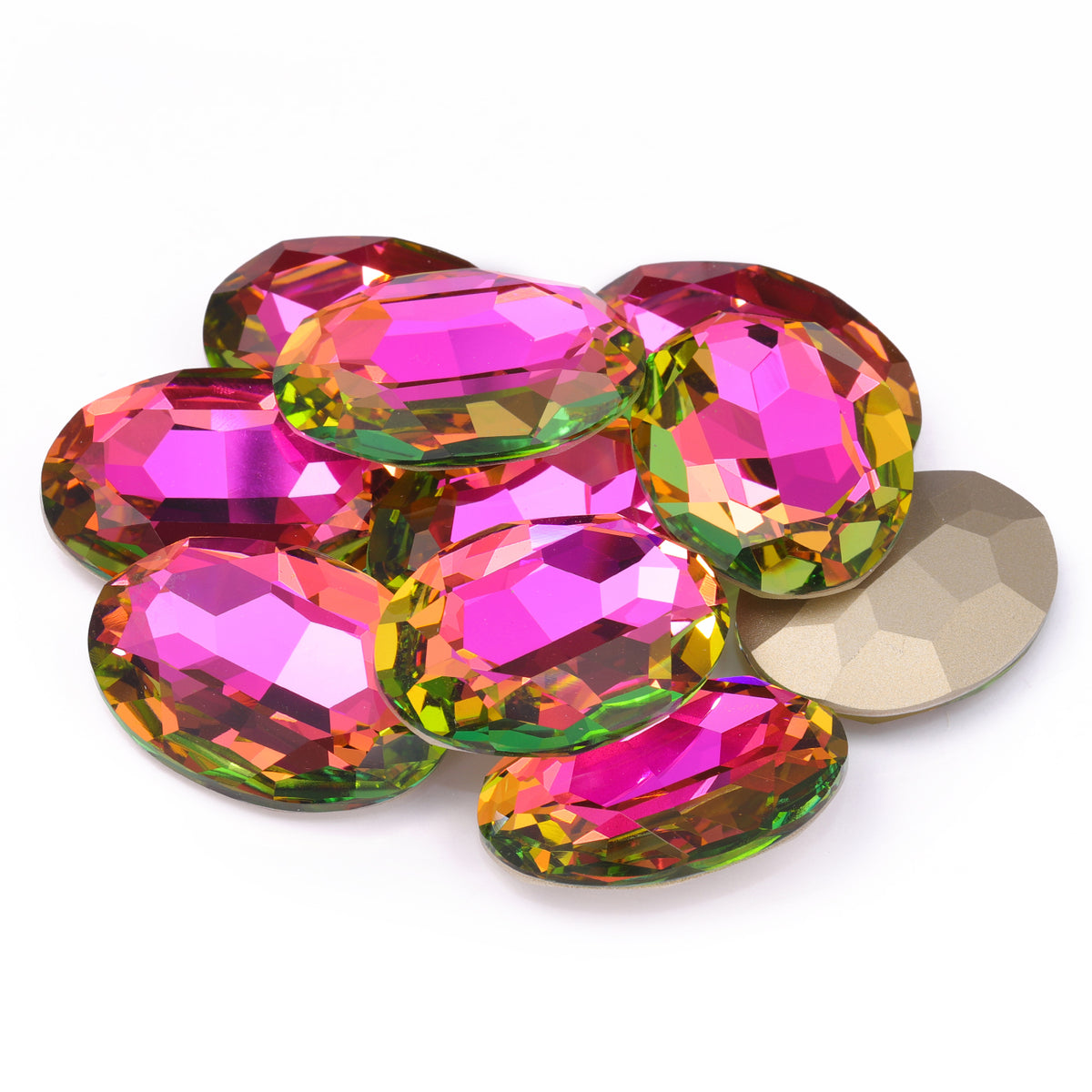 Vitrail Rose Big Oval Shape High Quality Glass Pointed Back Fancy Rhinestones WholesaleRhinestone
