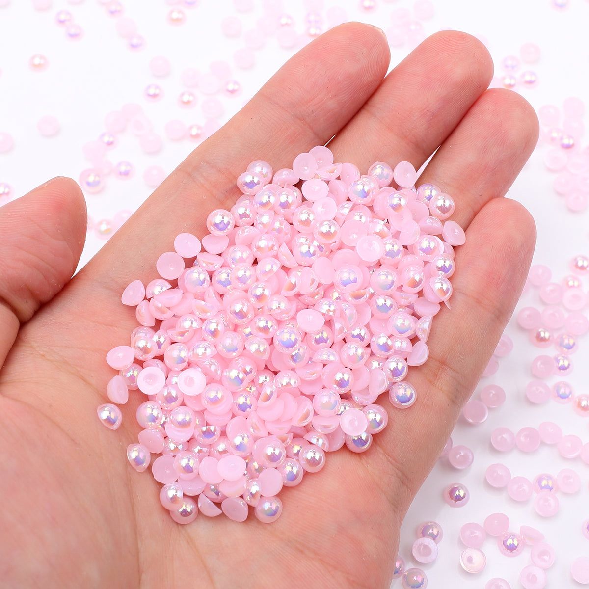 Baby Pink AB Resin Flat Back Pearls Multi Sizes WholesaleRhinestone