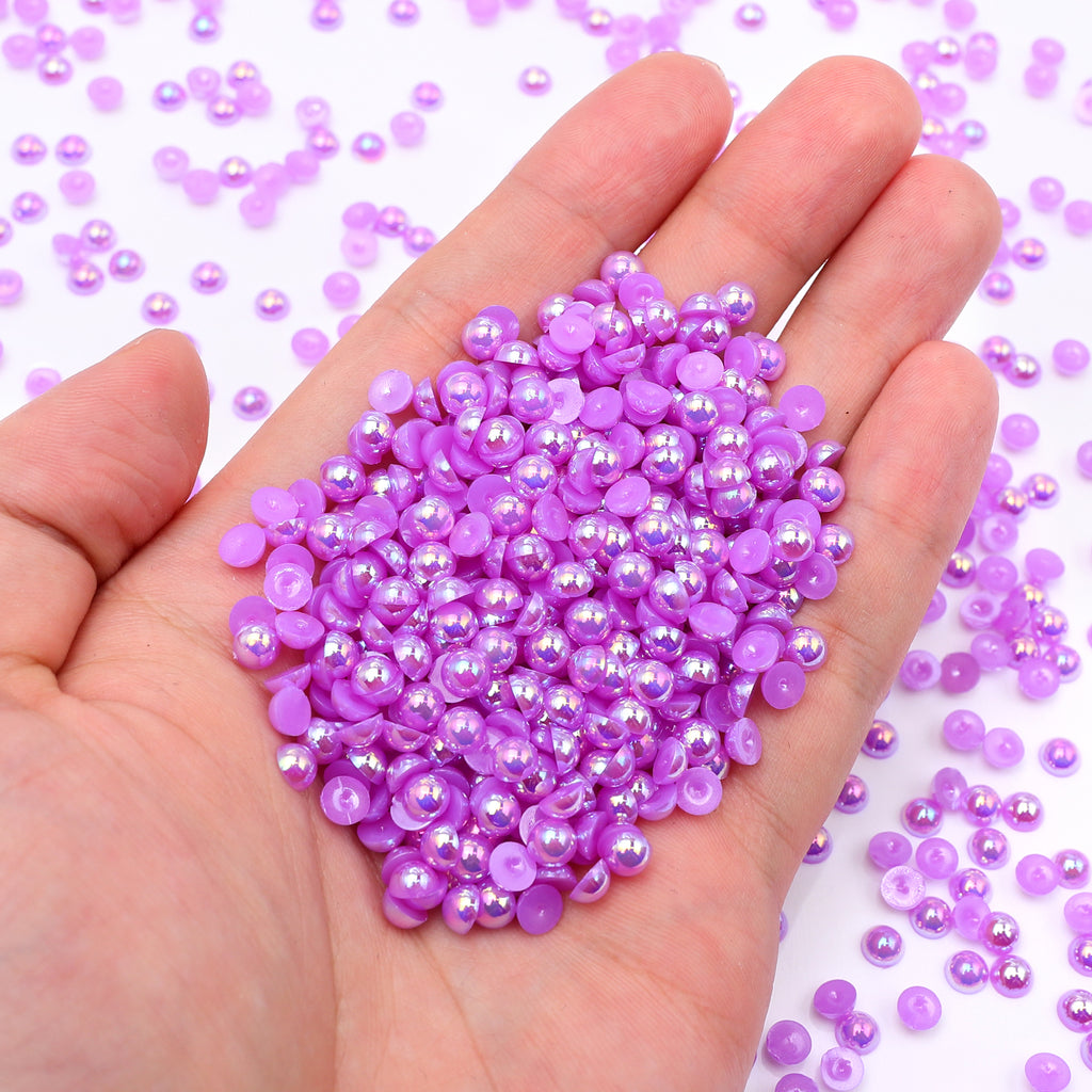 Violet AB Resin Flat Back Pearls Multi Sizes WholesaleRhinestone