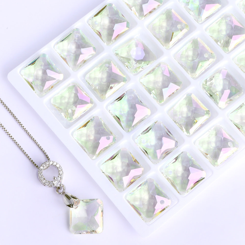 Luminous Green Princess Cut High Quality Glass Rhinestone Pendant WholesaleRhinestone