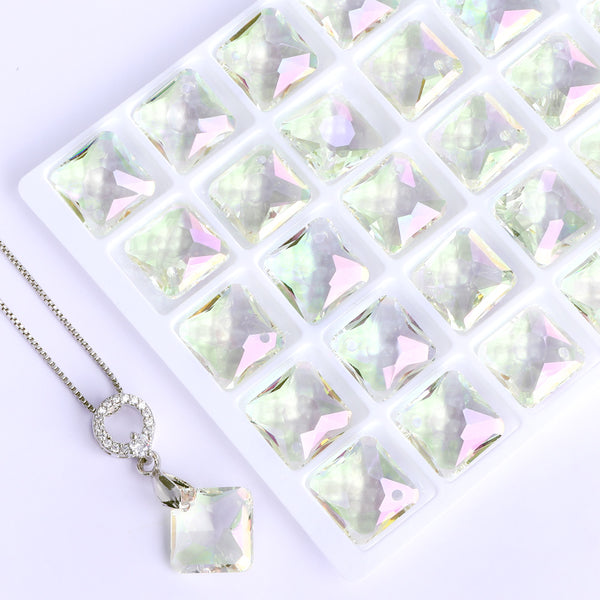 Luminous Green Princess Cut High Quality Glass Rhinestone Pendant WholesaleRhinestone