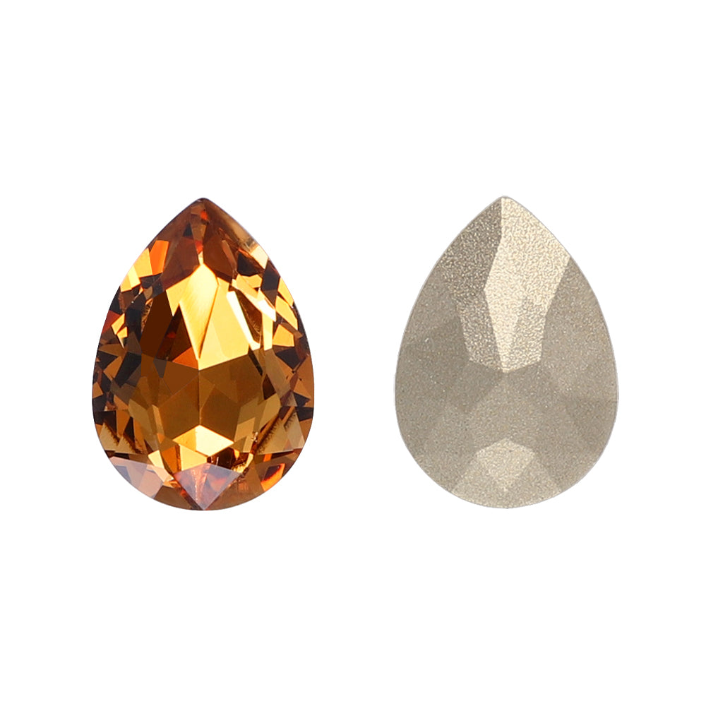 Light Smoked Topaz Pear Shape High Quality Glass Pointed Back Fancy Rhinestones WholesaleRhinestone 메인 이미지