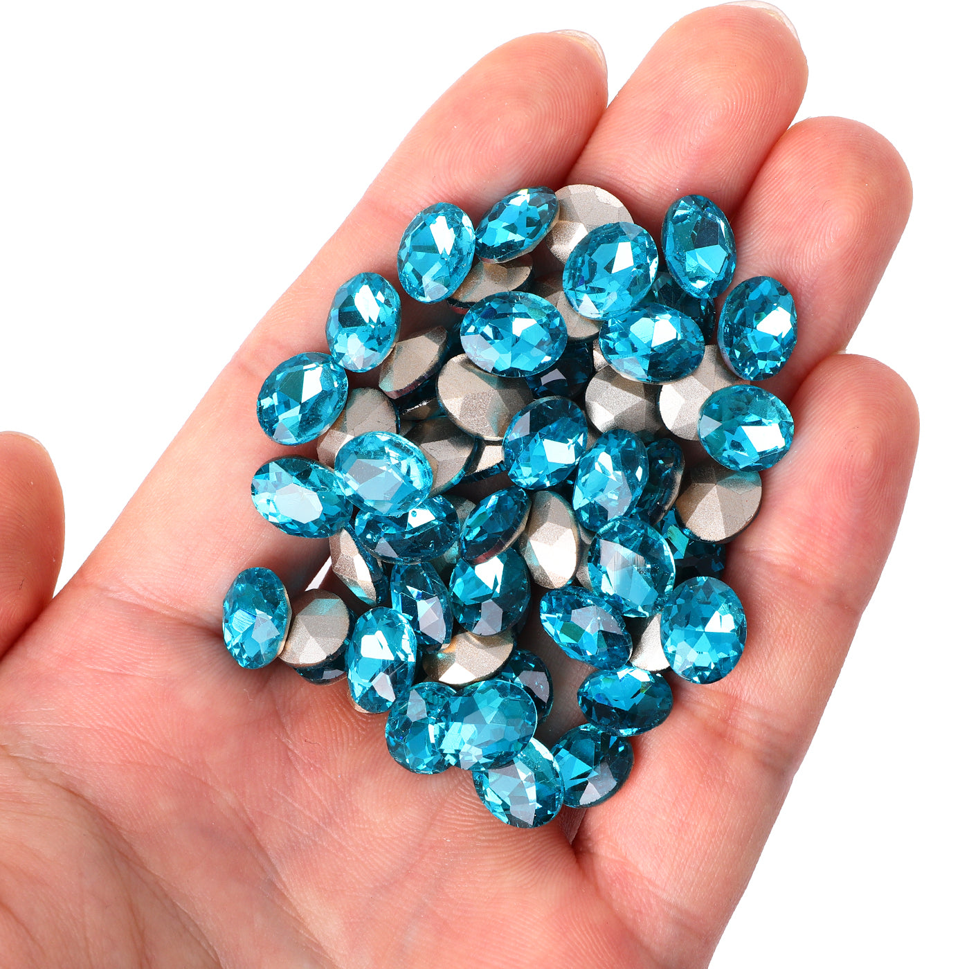 Akvamarin oval form glass spiss tilbake fancy rhinestones Secondary image