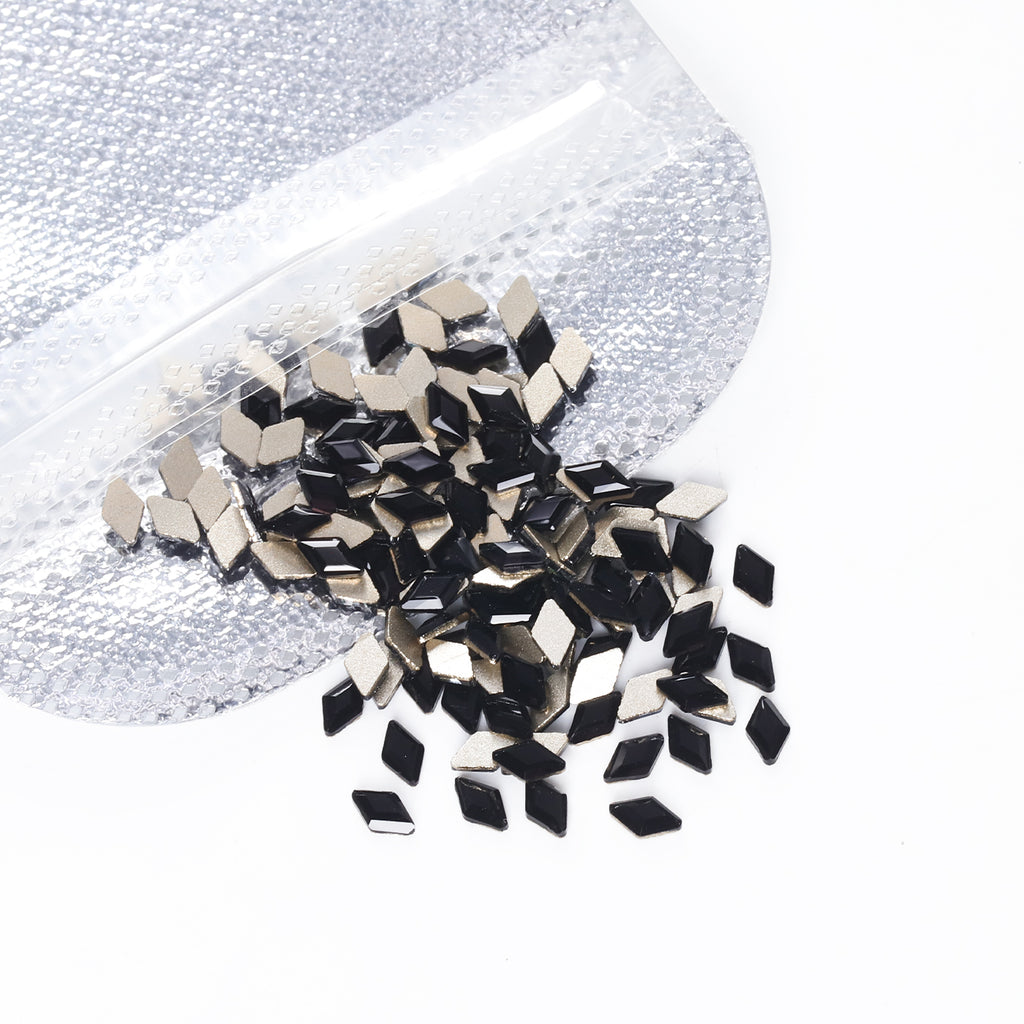 Rhombus Shape Black Flat Back Fancy Rhinestones