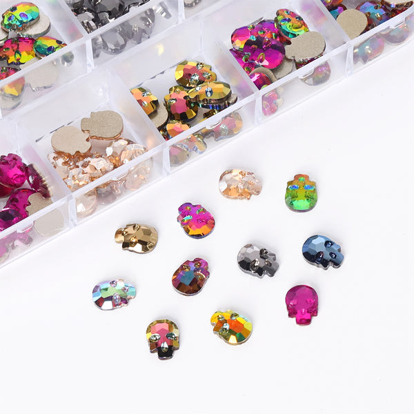 120 PCS Mixed Colors Skull Shape Glass Fancy Rhinestones For Nail Art HZ1203 WholesaleRhinestone
