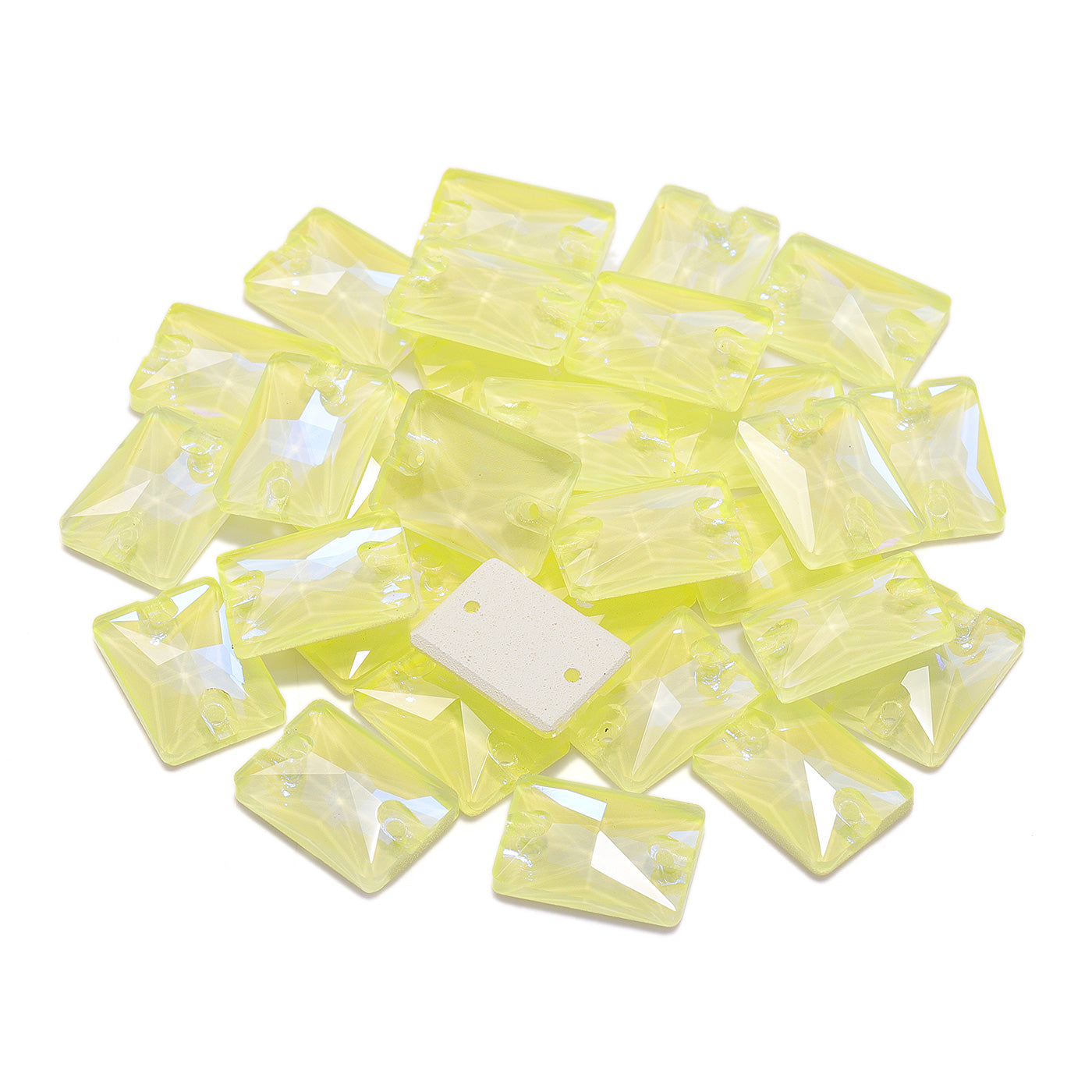 Electric Neon Light Topaz Rectangle Shape High Quality Glass Sew-on Rhinestones
