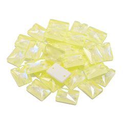 Electric Neon Light Topaz Rectangle Shape High Quality Glass Sew-on Rhinestones