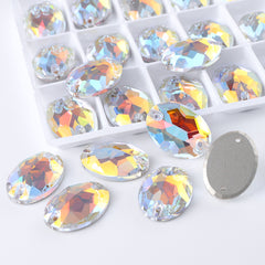 Light Crystal AB Oval Shape High Quality Glass Sew-on Rhinestones WholesaleRhinestone