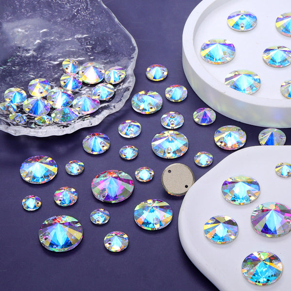 Mixed Sizes Crystal AB Rivoli Shape High Quality Glass Sew-on Rhinestones WholesaleRhinestone