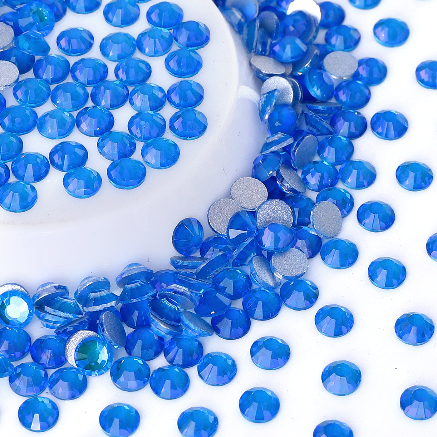Blinkende mørkeblå glas fladback rhinestones sølv tilbage Sekundært billede